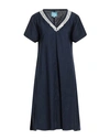 Iconique Woman Mini Dress Navy Blue Size Xl Cotton, Linen