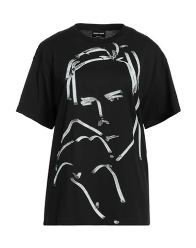 Giorgio Armani Woman T-shirt Light Grey Size 8 Cotton, Viscose In Black