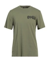 ROBERTO CAVALLI ROBERTO CAVALLI MAN T-SHIRT MILITARY GREEN SIZE L COTTON