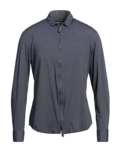 Giorgio Armani Man Shirt Navy Blue Size 16 Polyester, Elastane