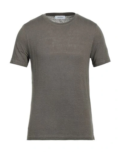Gran Sasso Man T-shirt Lead Size 36 Linen, Elastane In Grey