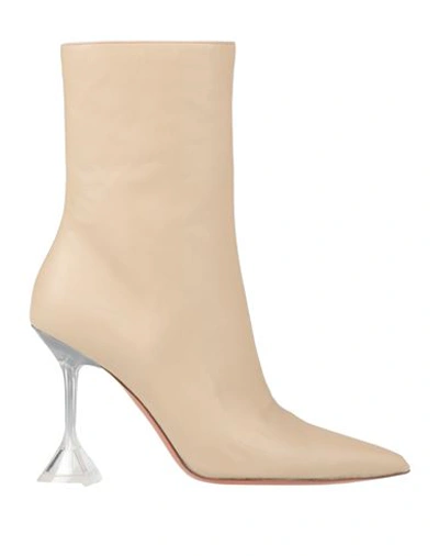 Amina Muaddi Giorgia Leather Ankle Boots In Beige