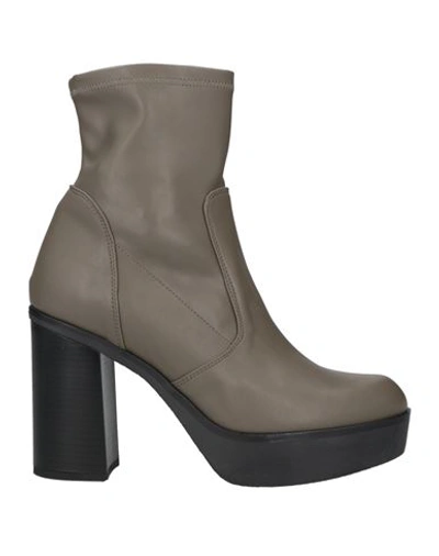 Lorenzo Mari Woman Ankle Boots Grey Size 10 Soft Leather In Grey