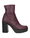 Lorenzo Mari Woman Ankle Boots Deep Purple Size 9 Soft Leather In Purple