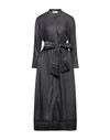 Agnona Woman Midi Dress Lead Size 12 Linen, Cotton In Grey