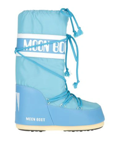 Moon Boot Mb Icon Nylon Woman Knee Boots Azure Size 8-9.5 Textile Fibers In Light Blue