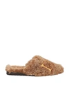 Dsquared2 D2 Statement Shearling Slippers In Beige