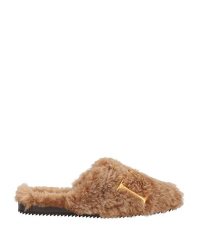 Dsquared2 D2 Statement Shearling Slippers In Beige