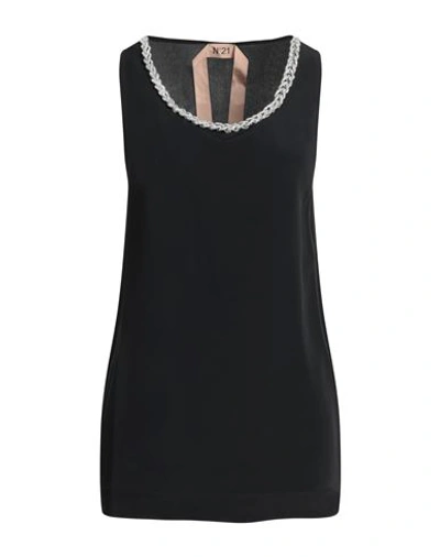 N°21 Woman Top Black Size 4 Acetate, Silk