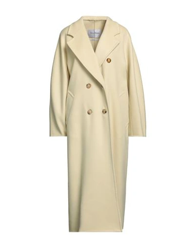 Max Mara Woman Coat Light Yellow Size 8 Virgin Wool, Cashmere