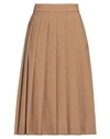 Quira Woman Midi Skirt Camel Size 4 Polyester, Virgin Wool In Beige