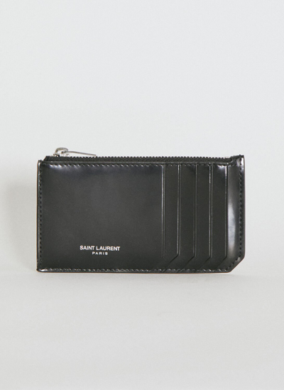 Saint Laurent Fragments Zip Cardholder In Black