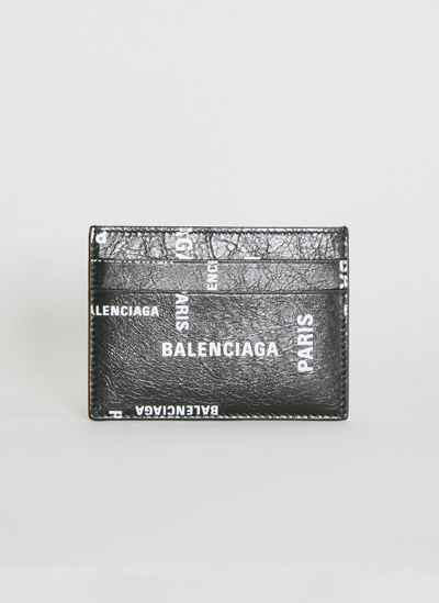 Balenciaga Logo Print Cardholder In Black