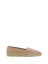 Saint Laurent Logo-embossed Leather Espadrilles In Nude