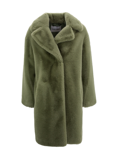 Stand Studio Green Maria Faux-fur Coat In Neutrals