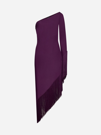 Taller Marmo Aventador Fringe-trim Dress In Plum