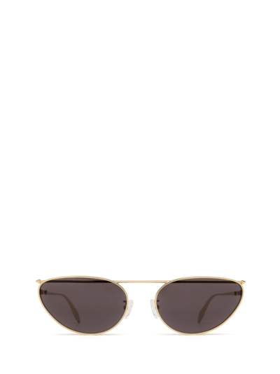 Alexander Mcqueen Oval Frame Sunglasses In Gold