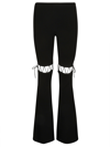 Nensi Dojaka Ribbed Waistband Flared Pant With Cut-out Lacing In Black