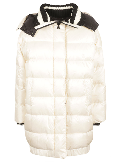 Ermanno Firenze Oversize Paneled Puffer Jacket In Ecru/black