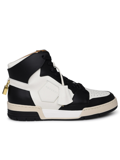 BUSCEMI AIR JON BLACK AND WHITE LEATHER SNEAKERS