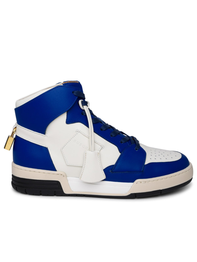 BUSCEMI AIR JON WHITE AND BLUE LEATHER SNEAKERS