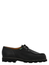 Paraboot Calf Leather Flat Shoes With Lace-up Closure In Black