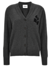 Isabel Marant Étoile V-neck Intarsia-knit Logo Cardigan In Gray