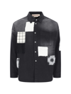 Marni Patchwork-detail Denim Shirt In Black
