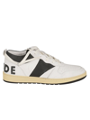 Rhude Rhecess Colour-block Distressed Leather Sneakers In White/black