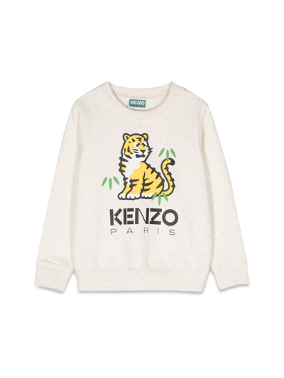 Kenzo Kids' Tiger-motif Embroidered Sweatshirt In Beige