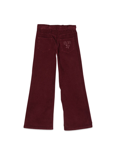 Golden Goose Kids' Logo-embroidered Corduroy Trousers In Red