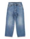 Palm Angels Curved Logo Wash Denim Pants In Blue
