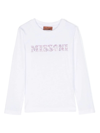 Missoni Logo Rhinestone-embellished Cotton T-shirt In White
