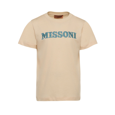 Missoni Kids' T-shirt With Logo Application In Crema