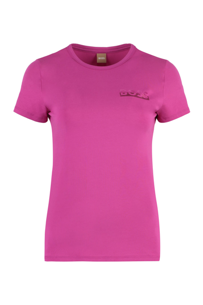 Hugo Boss Cotton Crew-neck T-shirt In Pink