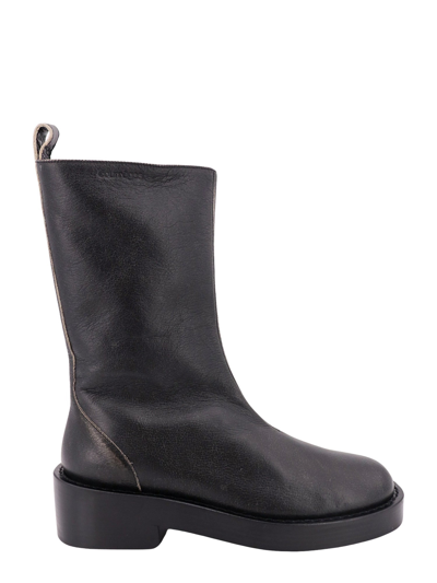 Courrèges Heritage Leather Ankle Boots In Black