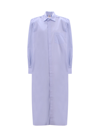 VETEMENTS COTTON SHIRT DRESS WITH EMBROIDERED LOGO ON THE FRONT
