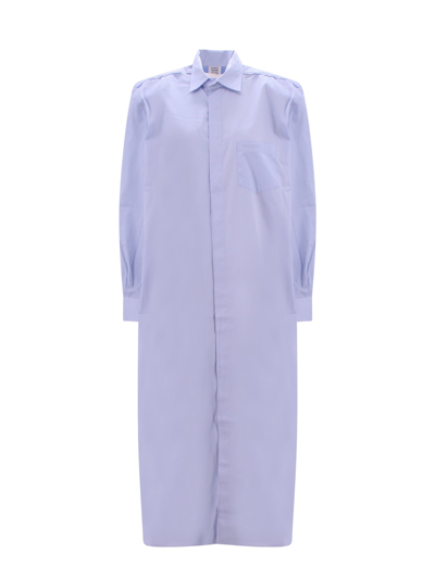 VETEMENTS COTTON SHIRT DRESS WITH EMBROIDERED LOGO ON THE FRONT