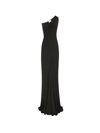Saint Laurent Certifiable Viscose Draped Dress In Black
