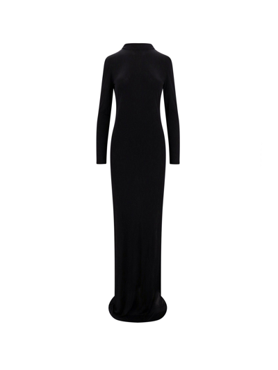The Nina Studio Stretch Viscose And Silk Dress In Black
