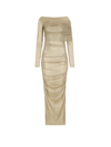 Dolce & Gabbana Draped Metallic Mesh-jersey Midi Dress