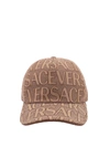 VERSACE COTTON HAT WITH ALL-OVER LOGO
