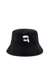KARL LAGERFELD COTTON BUCKET HAT WITH ICONIC PATCH