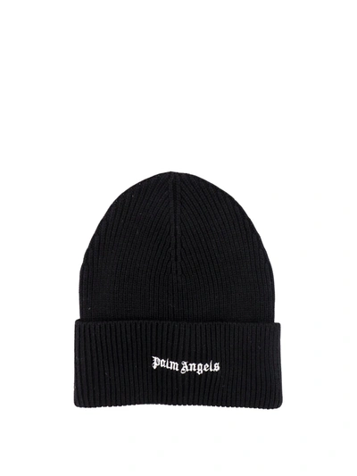 Palm Angels Ribbed  Wool Hat In Black