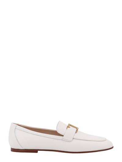Tod's Kate Embellished Leather Loafers In White