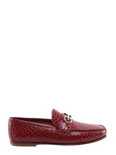 Ferragamo Galileo Croc-embossed Leather Loafer In Red