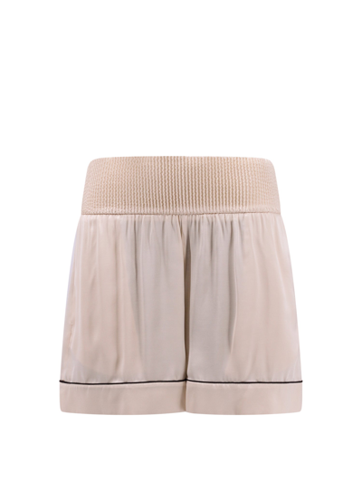 OFF-WHITE VISCOSE PAJAMA SHORTS.  EXCLUSIVE CAPSULE COLLECTION FOR NUGNES