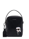 KARL LAGERFELD LEATHER SHOULDER BAG WITH ICONIC KARL PATCH