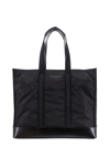 ALEXANDER MCQUEEN NYLON AND LEATHER SHOULDER BAG WITH FRONTAL LOGO