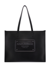 DOLCE & GABBANA LEATHER SHOPPING BAG WITH EMBOSSED LOGO